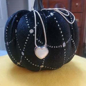 Vintage Silver Mother of Pearl Slide Heart Pendant